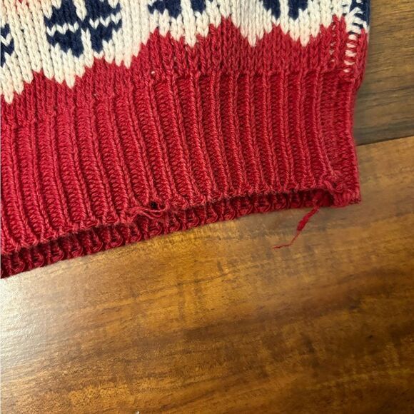 Lands End Vintage winter red heavy knit sweater - Picture 7 of 7